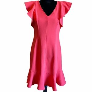 Eliza J size 4 Coral Dress with ruffle